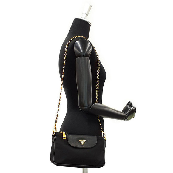 Prada Nylon Chain Mini Shoulder Bag Black - Picture 9 of 9